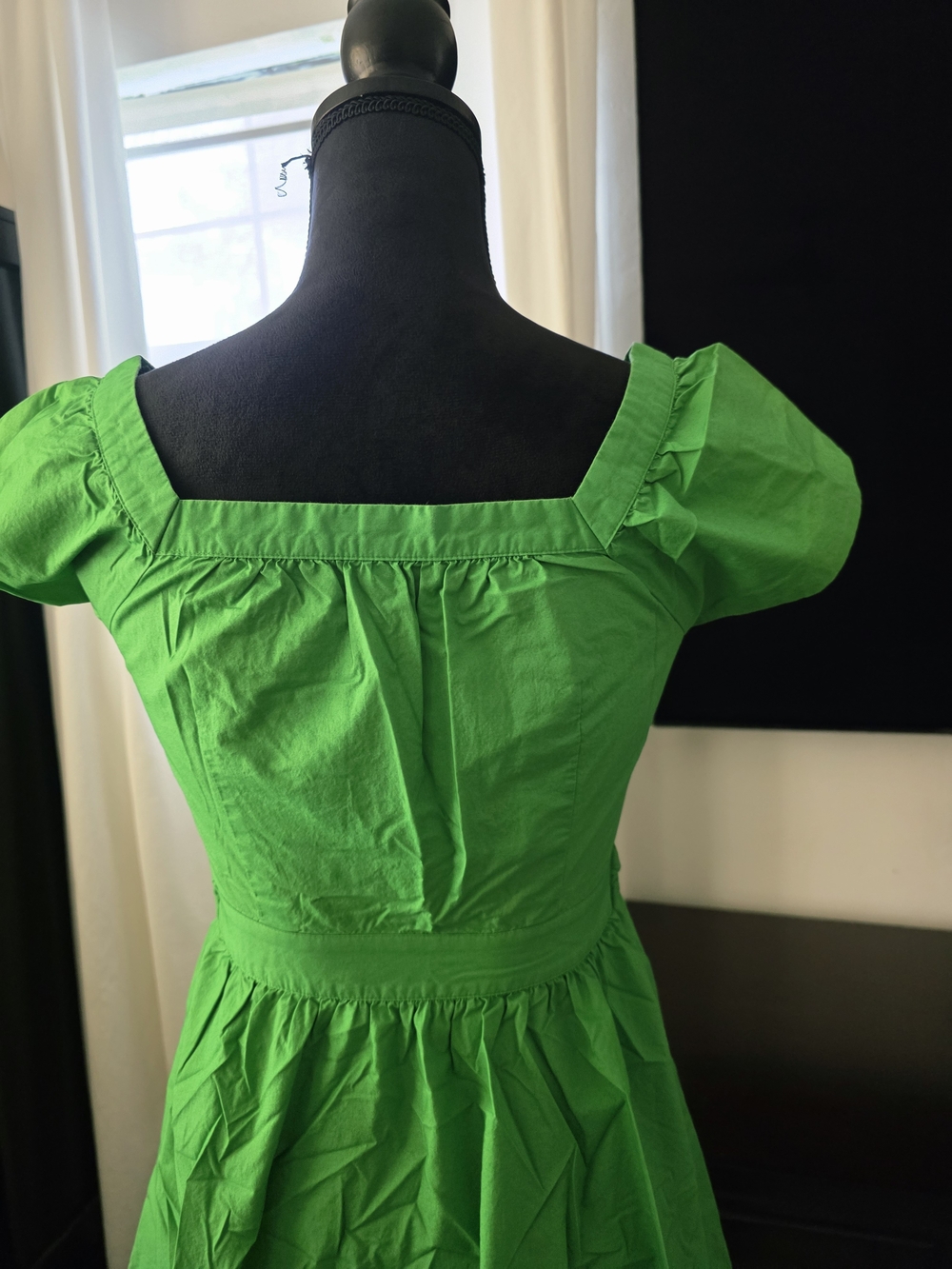 J. Crew Green Button-Front Square Neck Midi Dress with Tie Waist Size 00 - Picture 7 of 16